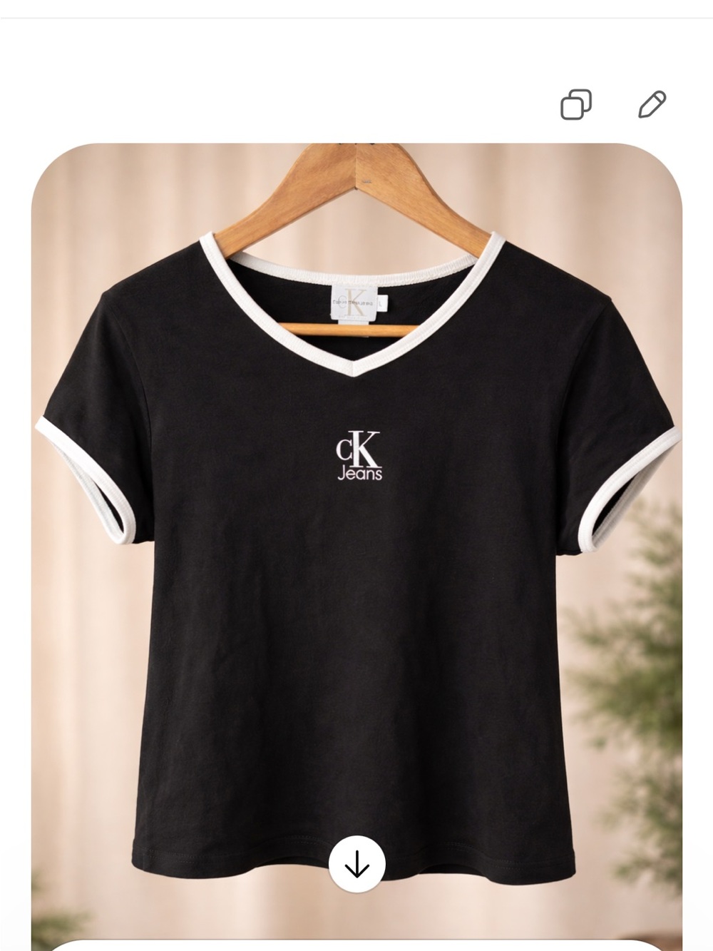 Calvin Klein Black Tee with White Trim and CK Jeans Logo